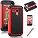 MOTO G case,EC Shock Absorbing Dual Layer Hybrid Case, Heavy Duty Protective Armor Case Cover for Motorola Moto G with Screen Protector and Stylus Pen (Red)