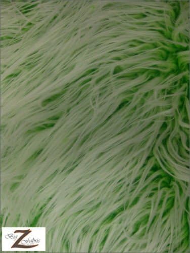 FAUX FAKE FUR FROSTED MONGOLIAN LONG PILE FABRIC - Lime Green - 60" WIDTH SOLD BY THE YARD SHAGGY