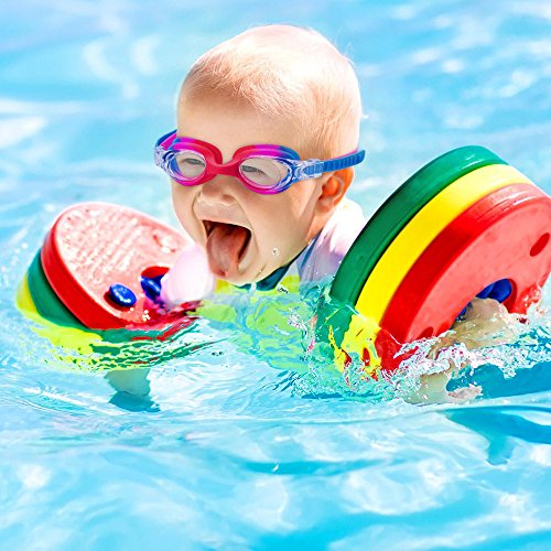 image for Aegend Kids Swim Goggles, 2pack, Rainbow Swimming Goggles for Little B
