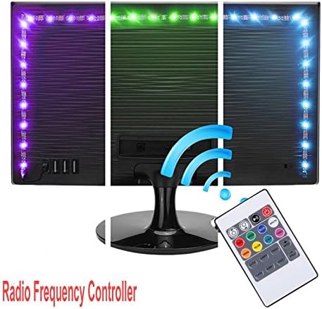Tingkam Multi-Colour RGB 2 Meters (78.7 in) Radio Frequency LED Strip Light PC LED TV Computer Monitor Background Lighting Kit with 1m USB Cable Mini Controller