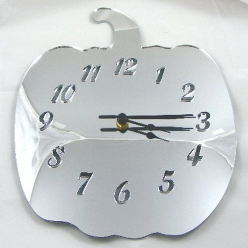 Super Cool Creations Bell Pepper Clock Silver Acrylic Mirror, Size 30cm x 25cm