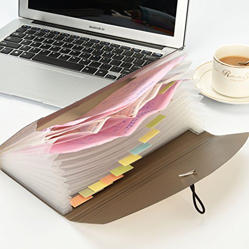 13 Pocket Expanding Check Bill File Folder Accordion File Folder for Coupons Receipts Invoices Checks