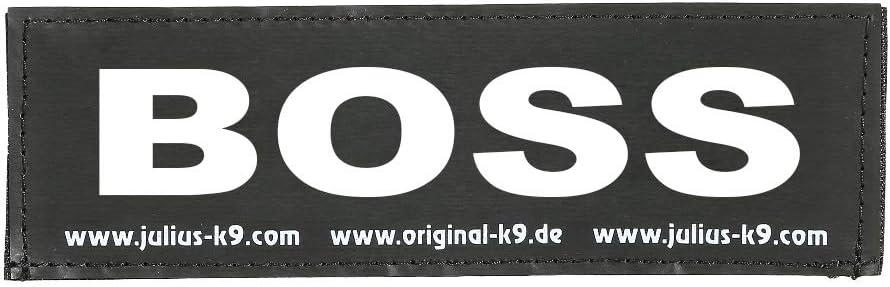 Julius-K9 Interchangeable Hook & Loop Patches, 1 pair, BOSS, Size: Small, Black, 2 Count (Pack of 1)