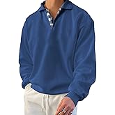Men’s Classic Polo Shirt Long Sleeve Pullover Gentleman Ocean Sweatshirts Lightweight Casual Tops