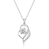 G&GEMSJEW Heart Necklaces for Women, 1-2 Carats Moissanite, 18K White Gold-Plated 925 Sterling Silver Round Brilliant Cut Moissanite Imitation Diamond Necklaces, Jewelry Gifts for Christmas Valentine's Day,Anniversary Present for Wife Women