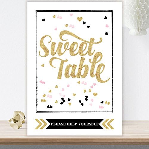 Purple Scrunch Glitzy Glam Sweet Table Sign With Glitter Effect (GL2) (Black)