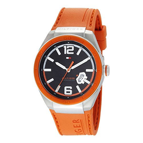 Tommy Hilfiger Men's 1790726 Logo Embossed Stainless Steel Orange Silicon Watch