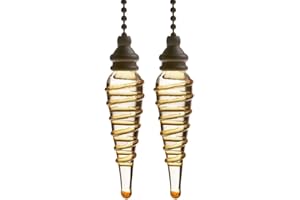 Mairuker Ceiling Fan Pull Chain Set Decorative Fan Pull Chain Ornament, Lamp Pull Extension Chain for Light Fan with 12 Inch Bronze Chains and Bronze Spiral Pendant Decor - 2 PCS