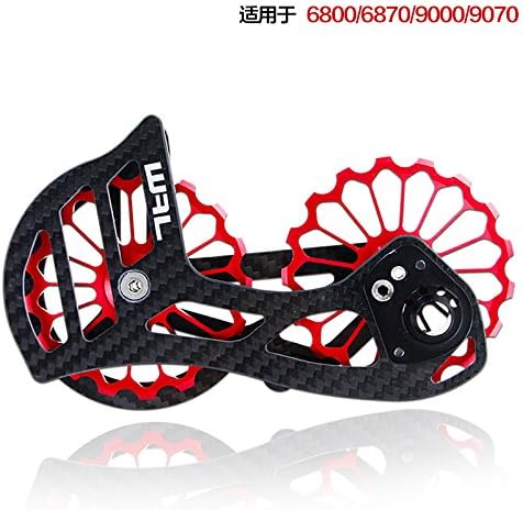 bike Carbon Fiber Bike Rear Derailleur Pulleys Ceramic Bearings Jockey Wheel Set for Shimano RD 6800 6870 9000 9070 (RED)