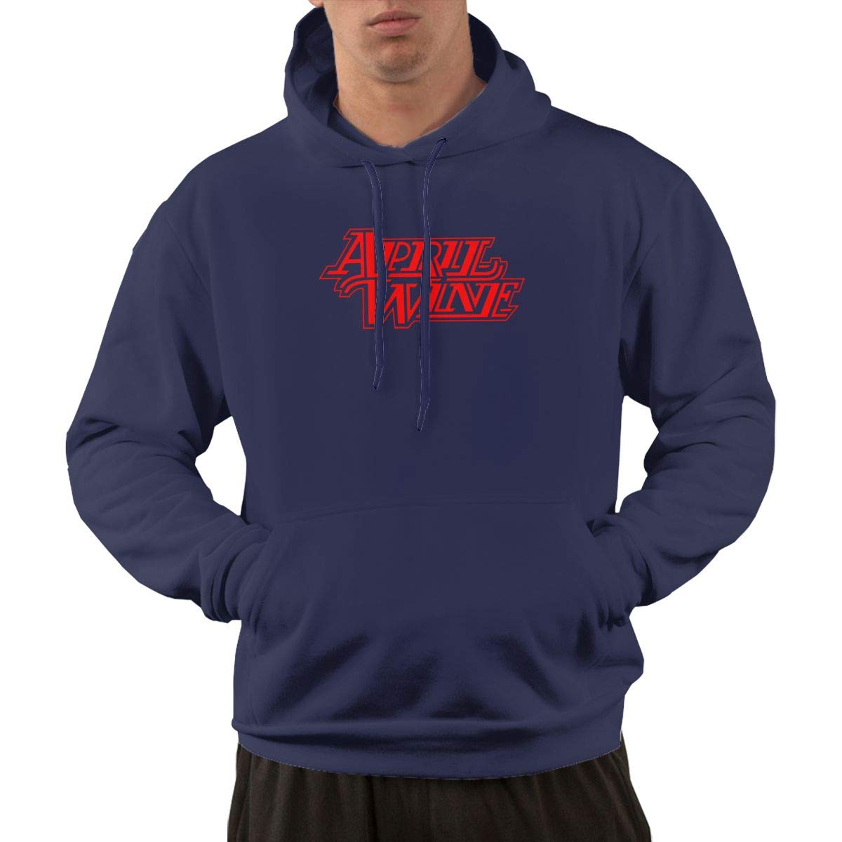 Erman S Pullover Warm Navy Print April Wine Hooded Shirts With Pocket M