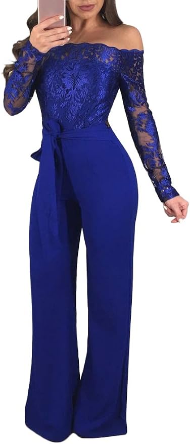 Combinaison Pailletée Femme – Jumpsuit Long Pantalon – Soirée Cocktail Élégante – Taille EU