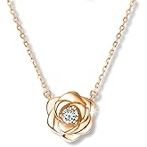 Raneecoco Rose Flower Necklace Gold Plated Sterling Silver Pendant Jewelry for Women, Hypoallergenic & Nickel Free