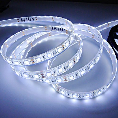 Led World 16.4ft 5M 5050 SMD 300 LED Tube Waterproof IP68 LED Strip Flexible Lights Cold White