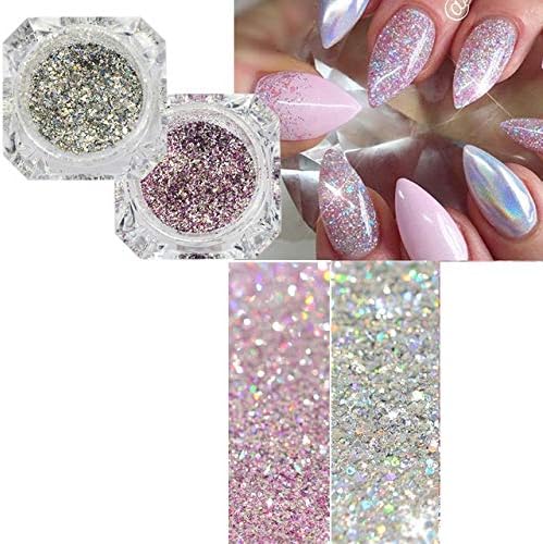 Platinum Shiny Nail Glitter Powder Laser Sparkly Diamond Manicure Nail Art Chrome Pigment DIY Nail Art Decoration