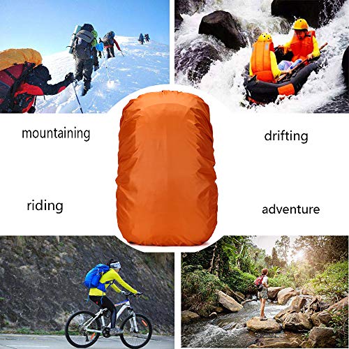 Loowoko Waterproof Backpack Rain Cover Upgraded Anti-Slip Cross Buckle Strap & Rainproof Storage Pouch, for Hiking, Camping, Traveling, Cycling, Outdoor Activities (25-90L) (Orange, XL) - Thumbnail 5