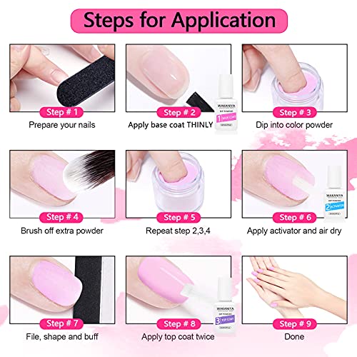 Dip Nails Powder Starter Kit wakaniya 12 Colors Glitter Dipping