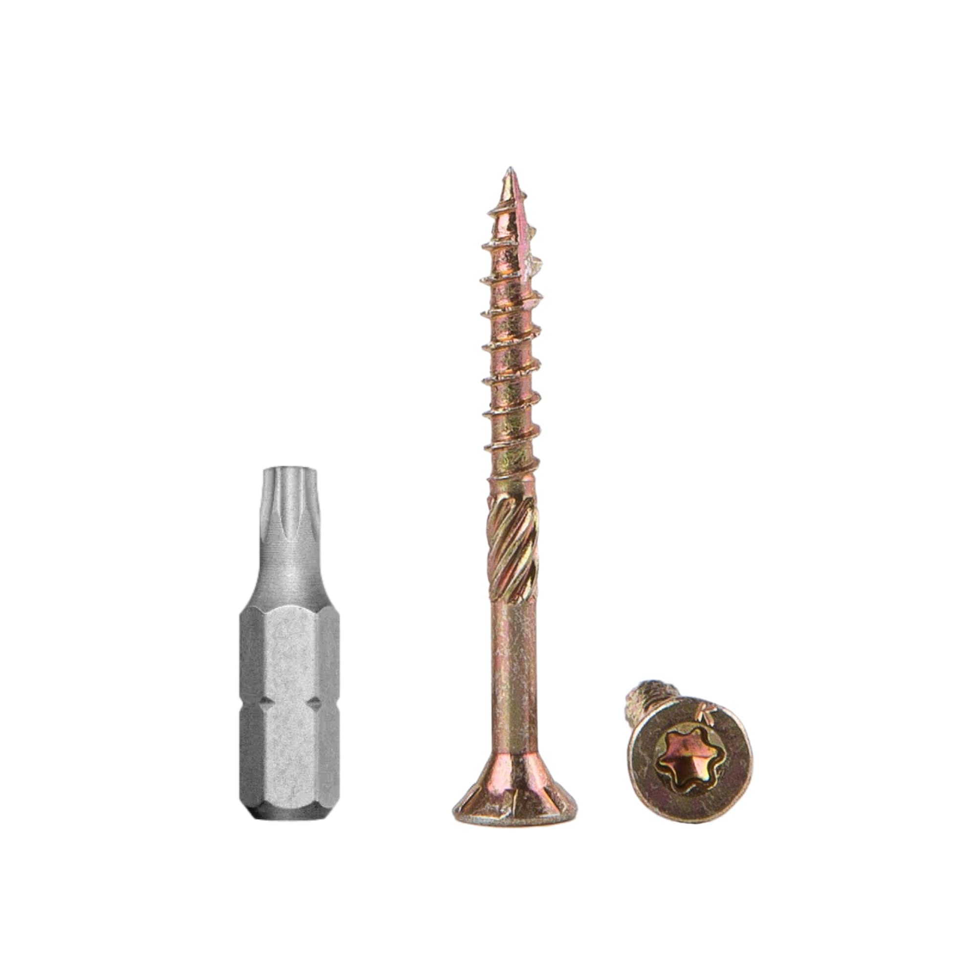 (Pack of 200 pcs) Yellow Zinc Plated Steel 3.5 x 50 mm Wood Screws, Torx Head, Type 17, Countersunk Head, Chipboard Screws (200, 3.5 x 50 mm)