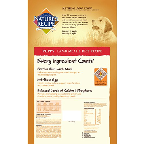 Nature's Recipe Puppy Dry Dog Food, Lamb Meal & Rice Recipe, 15-Pound