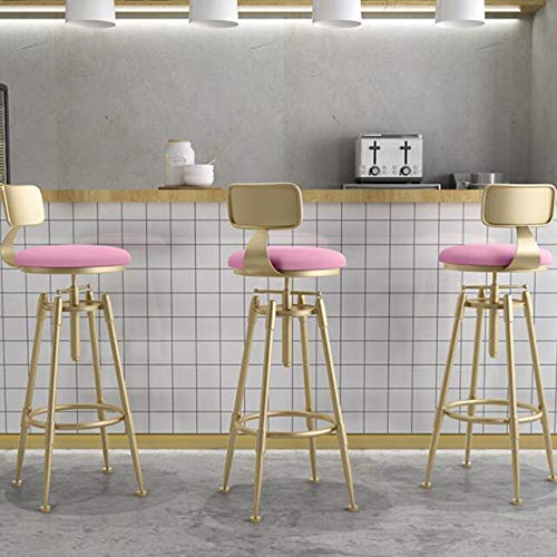 QTQHOME Verstellbarer Barhocker aus Metall, moderner Hocker mit Samt, goldene Beine, rustikaler Landhaus-Barstuhl für… – Bild 3