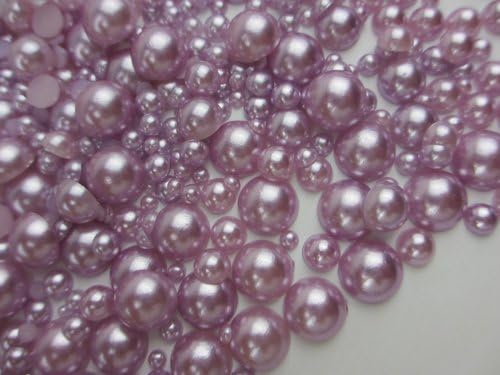 1000pcs Mixed Size 2-10mm Half Round Flatback Imitation Pearls ABS Resin Beads (Purple)