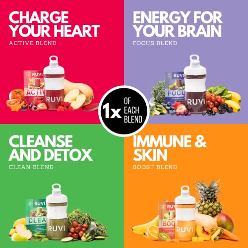 Ruvi Natural Energy Smoothies Sample 4Pack Fruit and Vegetable