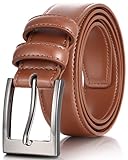 Marino’s Men Genuine Leather Dress Belt with Single Prong Buckle - Tan - 38