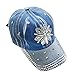 Deer Mum Lady Denim Studded Rhinestone Crystals Floral Design Baseball Cap