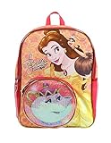 Disney Princess Belle With Mrs. Potts Sequins on Front Pocket 16 Inch Backpack
