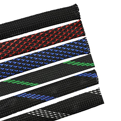 30ft PET Expandable Sleeving Flexo Wire Cable Sleeve (1/2", Green&Black) - Thumbnail 5