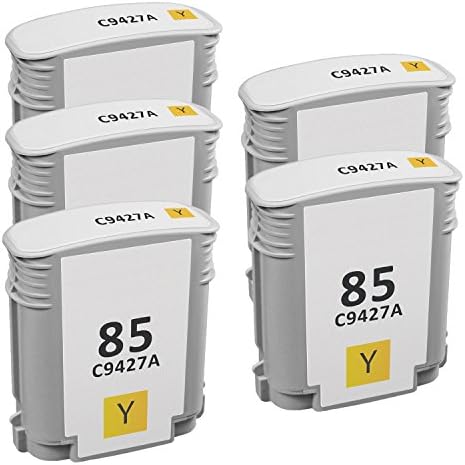 Office Mountain 5-Pack Remanufactured Yellow Ink Cartridges C9427A for HP Designjet 30 Designjet 130 series | Rated for 500 pages