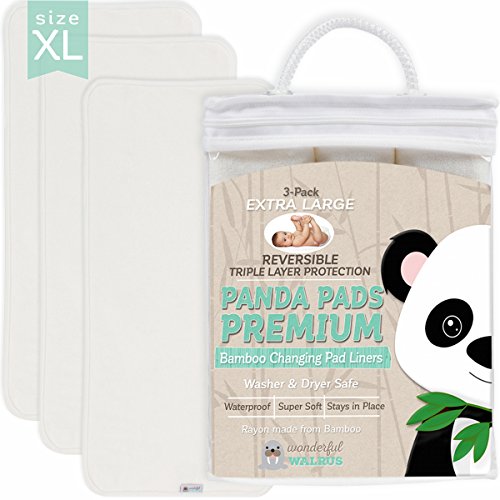 Buy Bamboo Changing Pad Liners XL Size. Reversible 3Pack. Soft