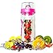 Sharpro 32 oz. Infuser Water Bottles - Featuring a Full Length Infusion Rod, Flip Top Lid, Dual Hand Grips (Hot Pink)