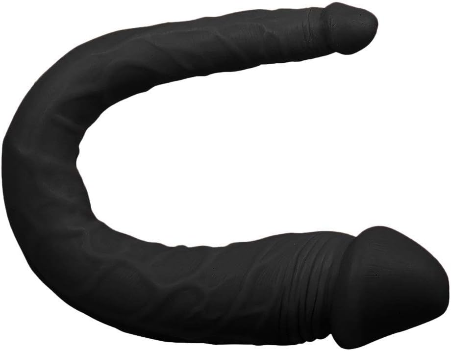 OR146-14.17 Inch Silicone Double-Headed-Ďîldɔ Toy Real Feel Waterproof Soft Flexible Massage Toys (Black)