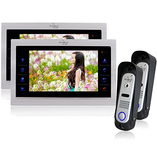 Bcomtech 7 Inch 2X Touch Screen Monitor and 2X Doorbell Intercom Camera Home Security Video Door Phone System Video/Picture Record 32GB SD Card Support Not Included