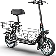 Gyroor Adults Electric Scooter with Large Middle Basket, 550W Motor 18.6 MPH 20 Mile Distance, Foldable E-Scooter with seat for Pets & Cargo