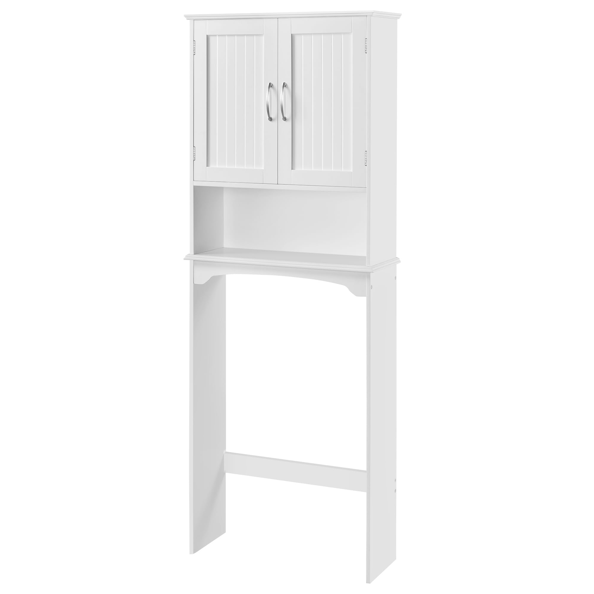 Photo 1 of ***IT IS USED, IT IS MISSING A PART AND IT IS NOT KNOWN IF IT WORKS AT 100%**Yaheetech Over The Toilet Cabinet, Double Door Bathroom Storage Organizer, Toilet Rack with Inner Adjustable Shelf and Open Storage Shelf, White