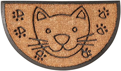 Decorative Cat Inlaid Welcome Door Mat Coir 18" X 30" Inch