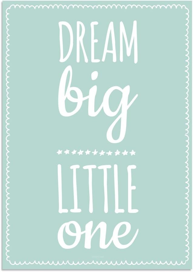 DesignClaud Dream big little one-Mint Green-Nursery poster-Wall art-A4 size, Paper, 29.7 x 21 x 0.1 cm