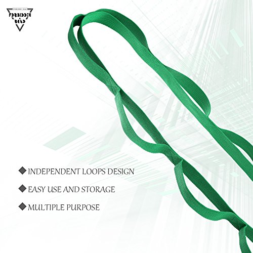 Forbidden Road Stretch Strap with Multi- Loop Exercise Strap for Physical Therapy Yoga Dance Pilates Greater Flexibility and Fitness Workout Deepen (Green, 1.578 inch (3.8200cm))