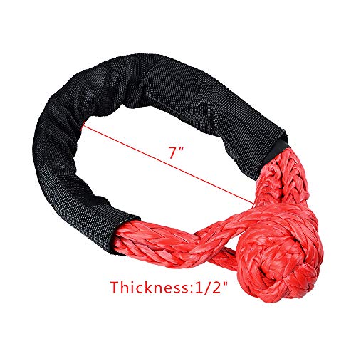 Astra Depots Set of 2PCS Red 1/2" Soft Shackle Rope Synthetic with Protective Sleeve (38,000LBs Max Breaking, WLL 15,000 LBs - 7.5 Tons) - Thumbnail 2
