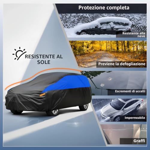 Gunhyi Outdoor SUV Car Cover, Waterproof and Breathable Car Cover Scratch Resistant Rain, Windproof and Dustproof for VW T-Roc Jeep Renegade Compass Dacia Duster (up to 460 cm) YM