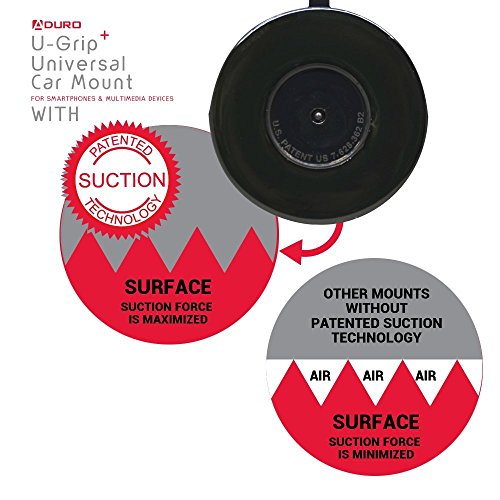 Aduro U-Grip Plus Windshield Car Mount - Universal for iPhone/Galaxy and All Smartphones & Multimedia Devices up to 5.5" Screen (Red/Black) - Thumbnail 3