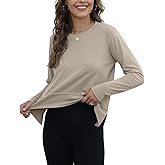 Allimy Women's Long Sleeve Asymmetrial High Low Tops Side Solit Sport Tees 2025 Fall Trendy Clothes