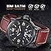 Readeel Harajuku Retro Trend of Men Watch Lifewaterproof Quartz Watch Black Leather Band Red Digital Date Watch Personality Sawtooth Watch Frame Men Watch