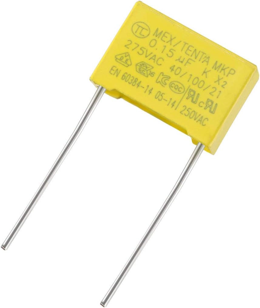 sourcing map Safety Capacitors Polypropylene Film 0.15uF 275VAC X2 MKP 5 Pcs, 0.15uF, 5pcs