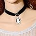 Yazilind Black Lace Victorian Cameo Lolita Length Collar Necklace 12.48in
