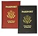 2 Passport Cover Holders Genuine Leather ID Wallet Case Travel Red Black New !