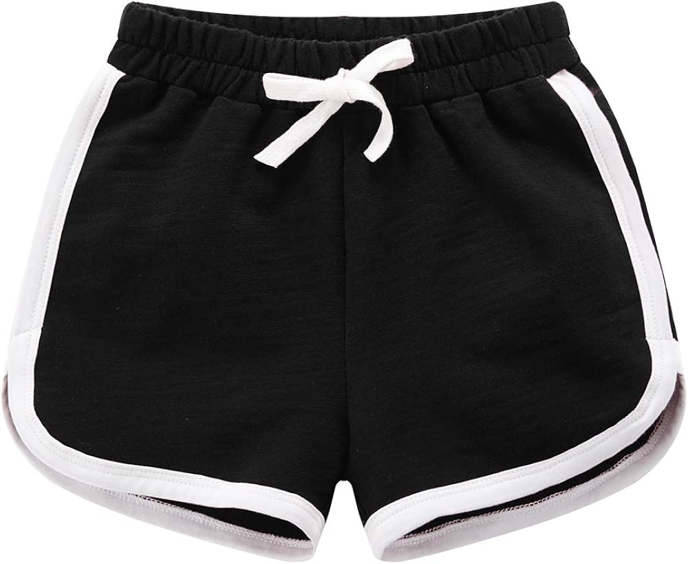 Girls Boys 3 Pack Running Athletic Cotton Shorts, Kids Baby Workout and Fashion Dolphin Summer Beach Sports: Clothing
