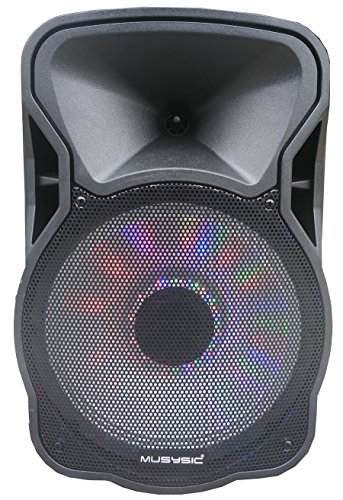 12" Portable 1200W Speaker PA System Wireless Mic Bluetooth/REC/USB/SD/FM/Rechargeable battery/LCD Light MU-12D