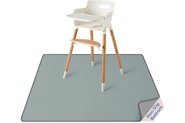 Blissful Diary Baby Splat Mat for Under High Chair, 50.4 x 50.4 Inch Wipeable Splash Mat, Waterproof and Washable, Anti-Slip